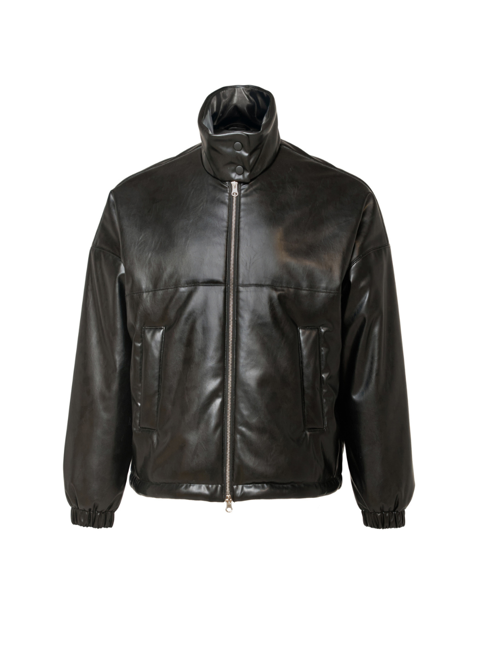 Billy Stormi Faux Leather Cropped Bomber Jacket