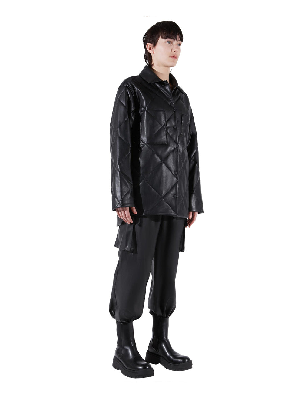 Shiny Quilted Rainproof Jacket Slow Fashion Luxury Charlie Stormi Black