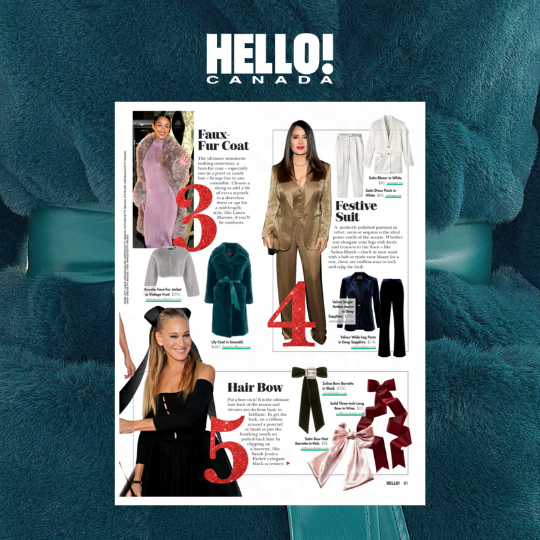 A FREED coat featured in an article in Hello! Canada.