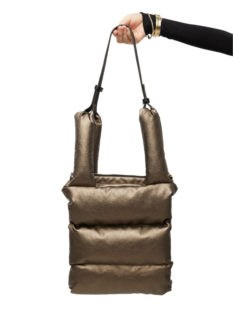 Bronze Animal-Free Leather Puffer Tote 