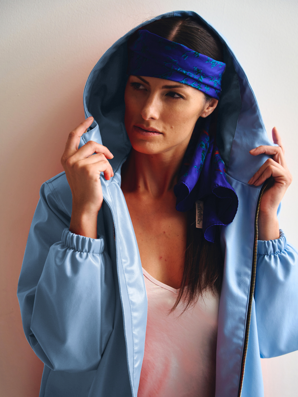 Hunter Capri Animal-Free Leather Raincoat - Editorial Image