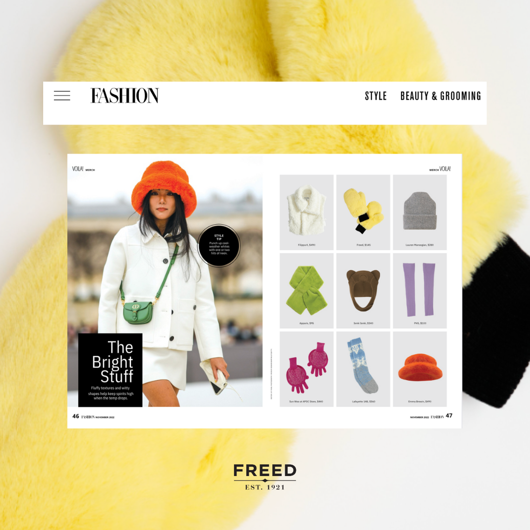 A FREED hat in a colourful accessories article in Fashion magazine.