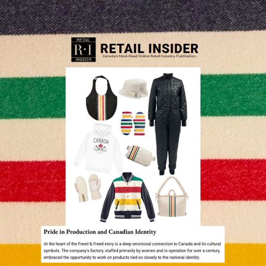 A page from Retail Insider featuring FREED produced HBC stripes collection.