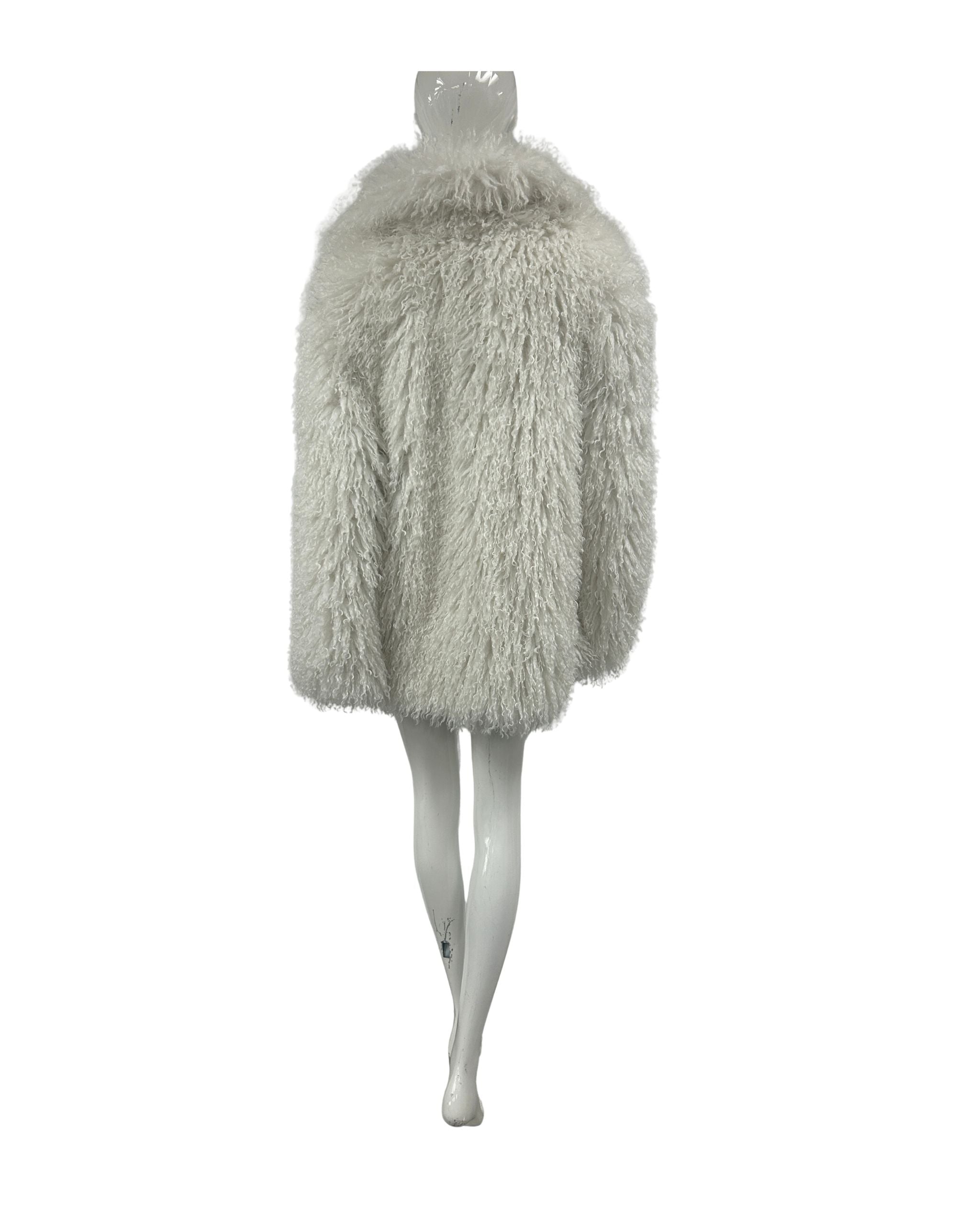 Mongolian Faux Fur Coat - Off White